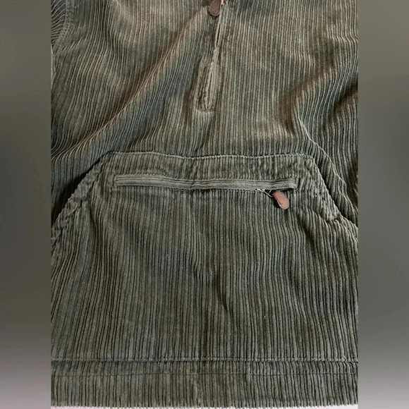 3 FOR $15 Vintage Express Dark Green Corduroy 1/4 Zip Pullover Size S - Picture 2 of 11